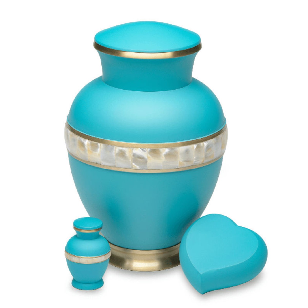 Turquoise Blue Mother Of Pearl Adult Urn For Ashes 