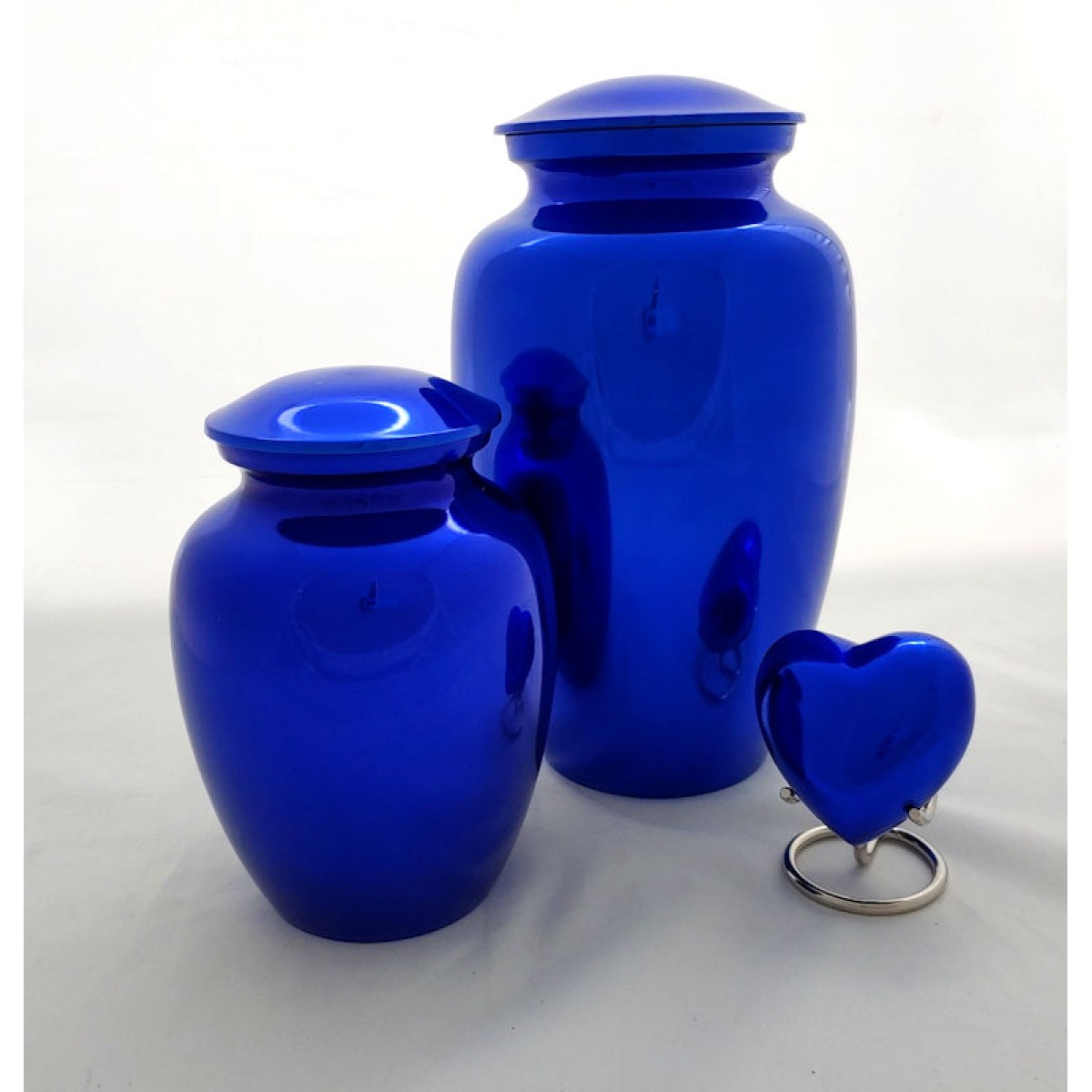 Metallic Blue Cremation Urn for Adult, Suitable for Burial