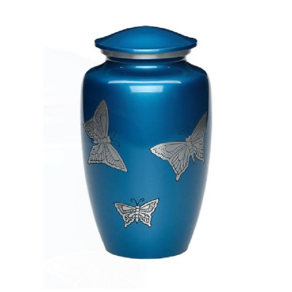 Blue Butterfly Cremation Urn for Human Adult