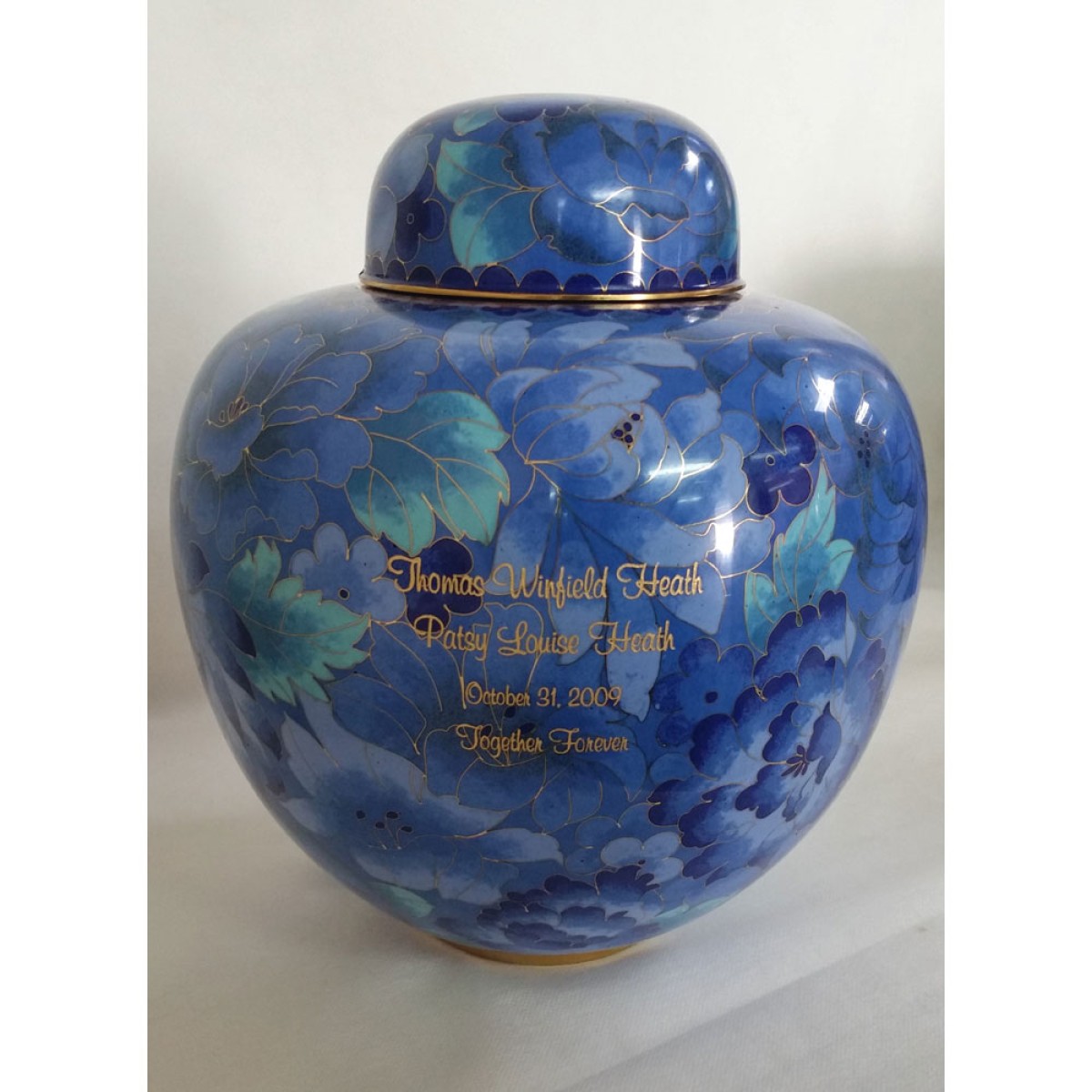 Blue Urn for 2 Set of Ashes, Dual Capacity