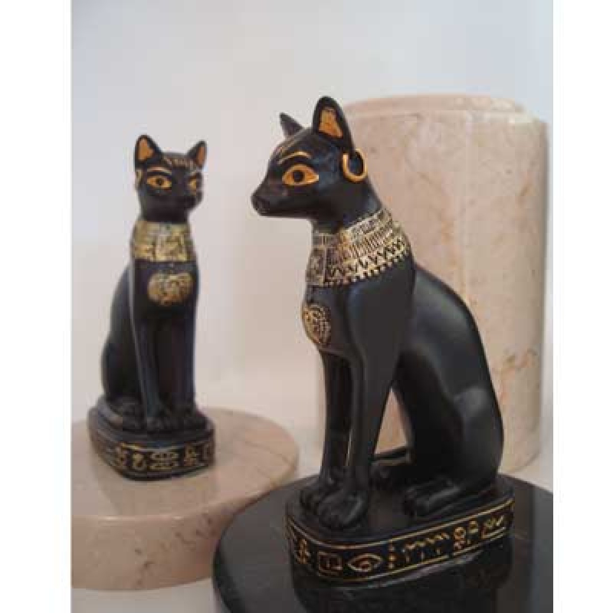 Egyptian Cat Urn | Bastet on Elegant Black Marble