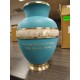 turquoise blue adult urn trimmed in gold