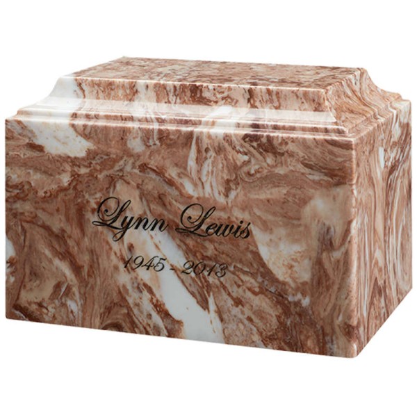 Cherry Red Cremation Urn, Cultured Marble - Made in the USA