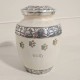 white paw print pewter pet urn