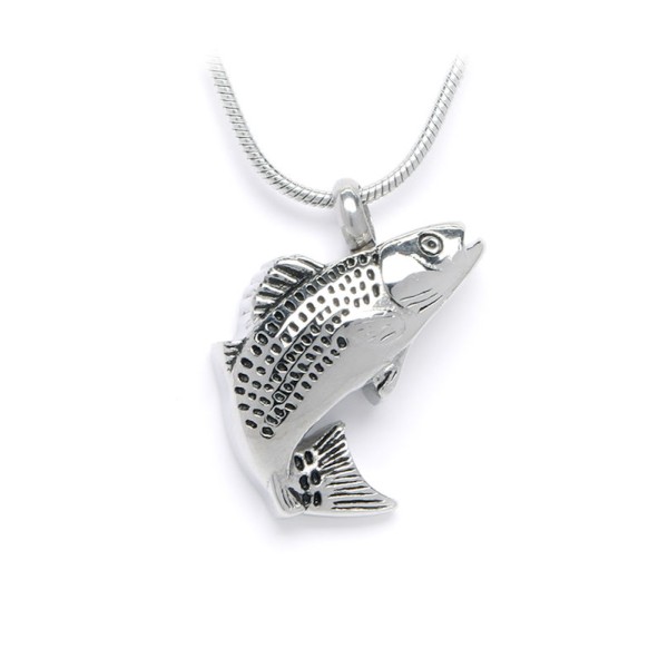 Leaping Bass Fish Cremation Ash Necklace