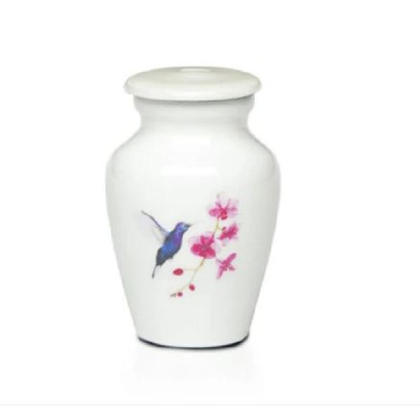 small White Hummingbird Adult Urn for Ashes