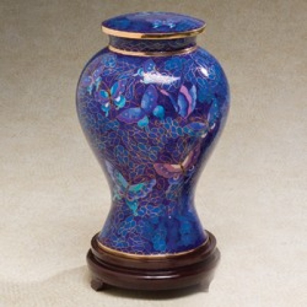 Blue Butterfly Cremation Urn For Adult Human, Beautiful Memorial