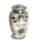 White Floral Cremation Urn 