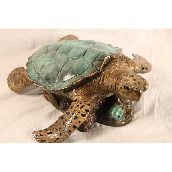 Sea Turtle Bronze Cremation Urn, Decorative Urns Made In Usa