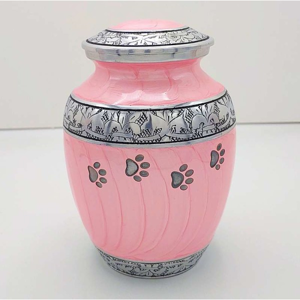 pink paw print pewter pet urn