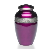 Purple Jasmine Engraved Metal Urn for Ashes