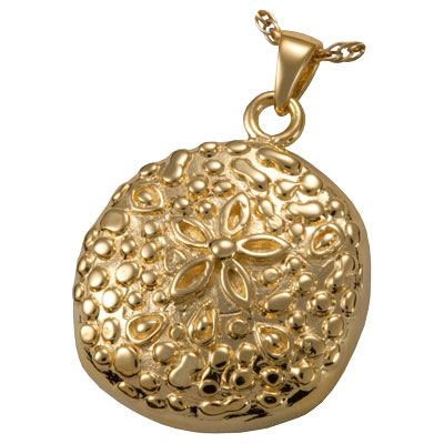 gold sand dollar urn necklace