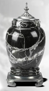 black zebra marble urn