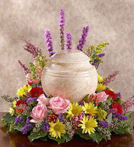 marble cremation urn floral idea