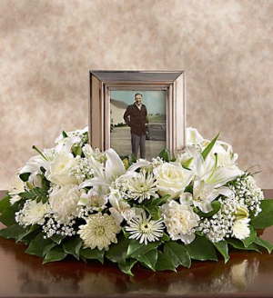 white carnation funeral wreath