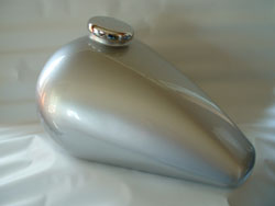 silver motorcycle tank urn